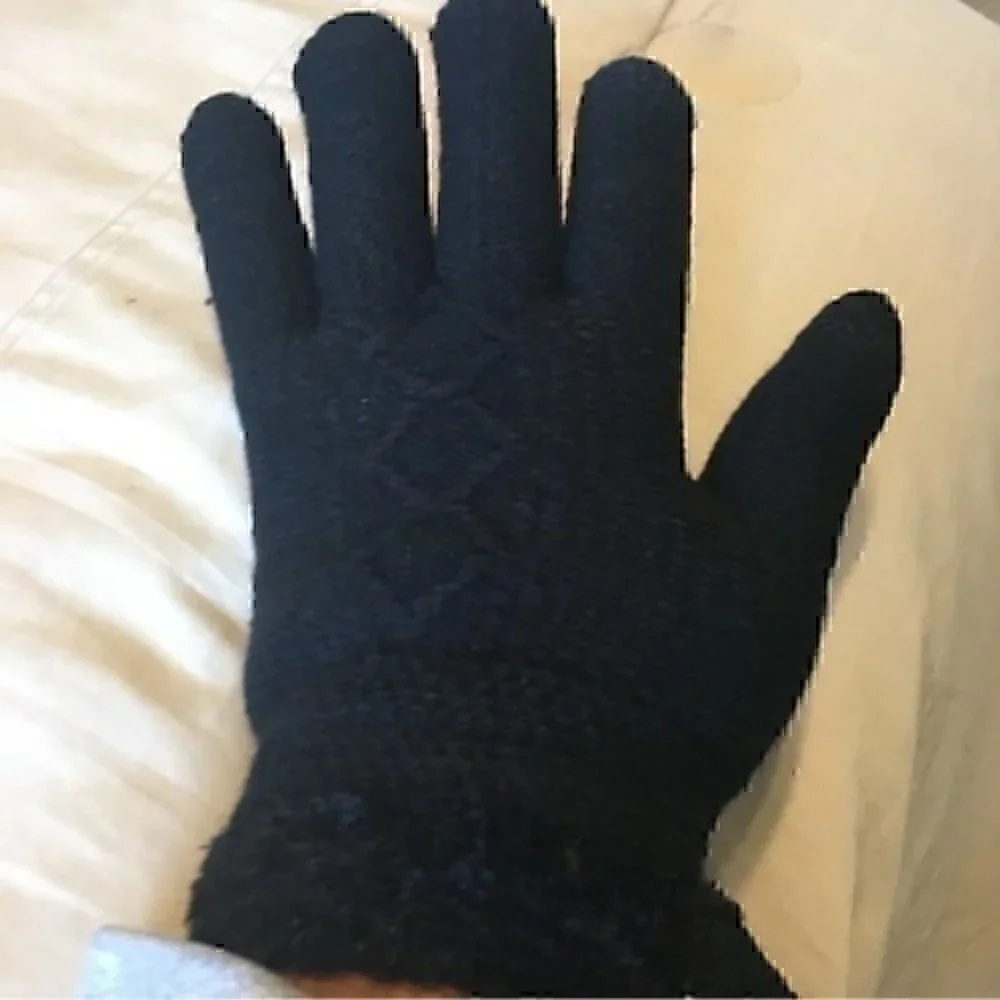Warm fuzzy Black texting gloves